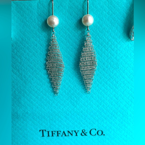 Tiffany & Co. Jewelry - Tiffany & Co. Elsa Peretti Freshwater Pearl Mesh earrings 925 Sterling Silver